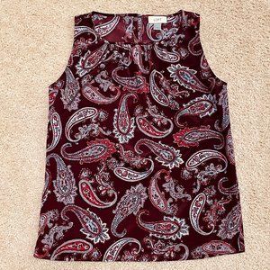 LOFT Burgundy Sleeveless Paisley Top sz Small